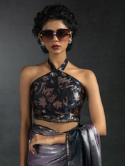Incredible Lavender Satin Bollywood Pre-Stitched Saree With Blouse