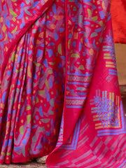 Gorgeous Red Digital Printed Silk Festive Wear Saree With Blouse