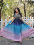 Mesmerizing Multi-Color Embroidered Georgette Reception Wear Gown