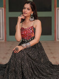 Beautiful Black Bandhani Printed Georgette Navratri Wear Gown