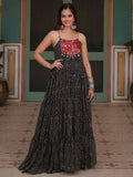 Beautiful Black Bandhani Printed Georgette Navratri Wear Gown