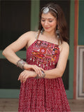 Attractive Maroon Bandhani Printed Georgette Navratri Wear Gown
