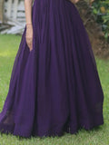 Bewitching Purple Embroidered Georgette Festival Wear Gown