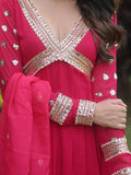 Enchanting Pink Embroidered Georgette Festival Wear Gown