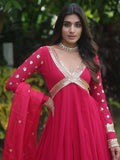 Enchanting Pink Embroidered Georgette Festival Wear Gown