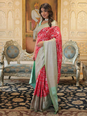 Amazing Red Zari Weaving Kanjivaram Silk Wedding Saree With Blouse
