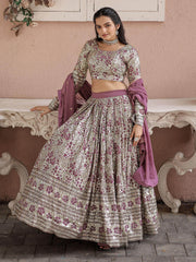 Charming Dusty Purple Sequins Georgette Bridesmaid Lehenga Choli