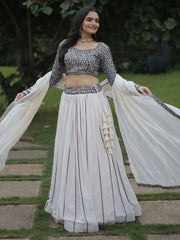 Gorgeous White Sequins Georgette Function Wear Lehenga Choli