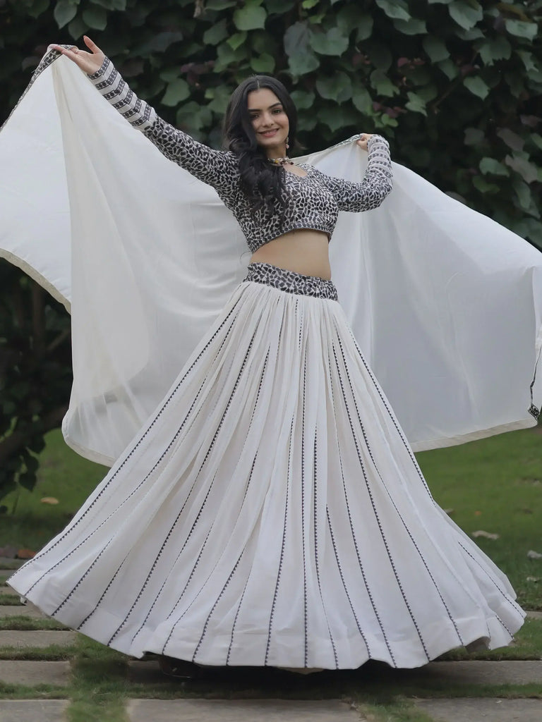 Gorgeous White Sequins Georgette Function Wear Lehenga Choli