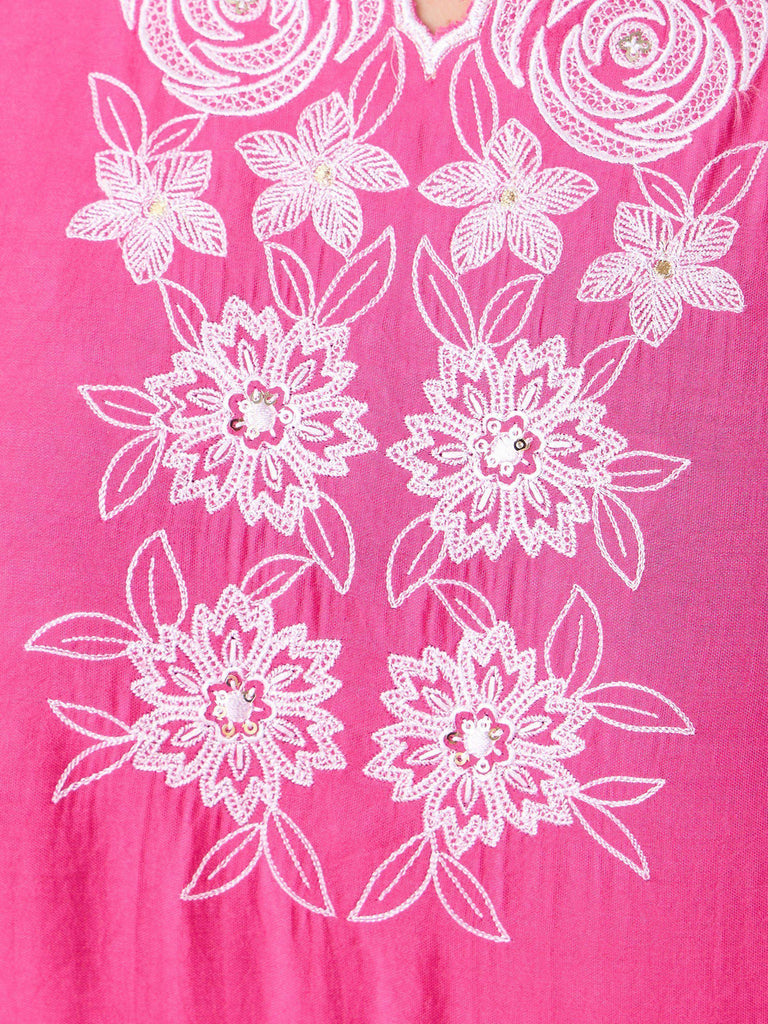 Magnetic Pink Chanderi Embroidered Kurta Trouser With Dupatta