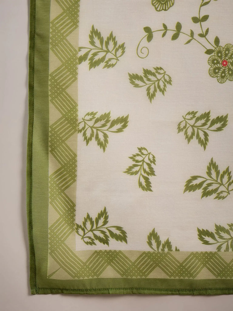 Stunning Olive Green Embroidered Silk Pant Suit With Dupatta
