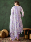 Beautiful Lavender Color Embroidered Organza Festival Wear Pant Suit