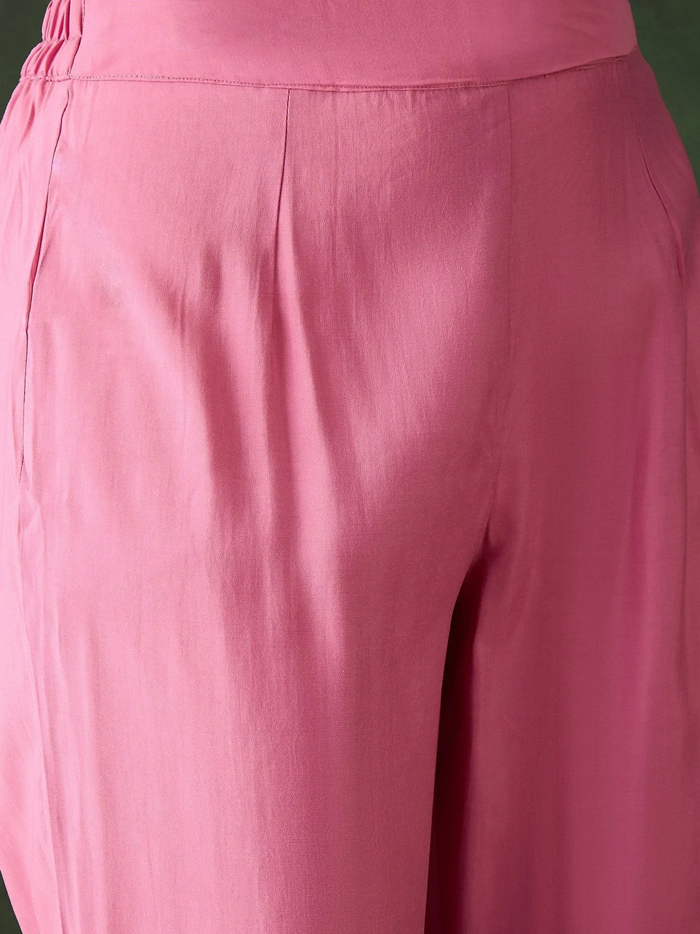 Pink ethnic palazzo pants with elastic waist, ideal for salwar kameez or casual wear