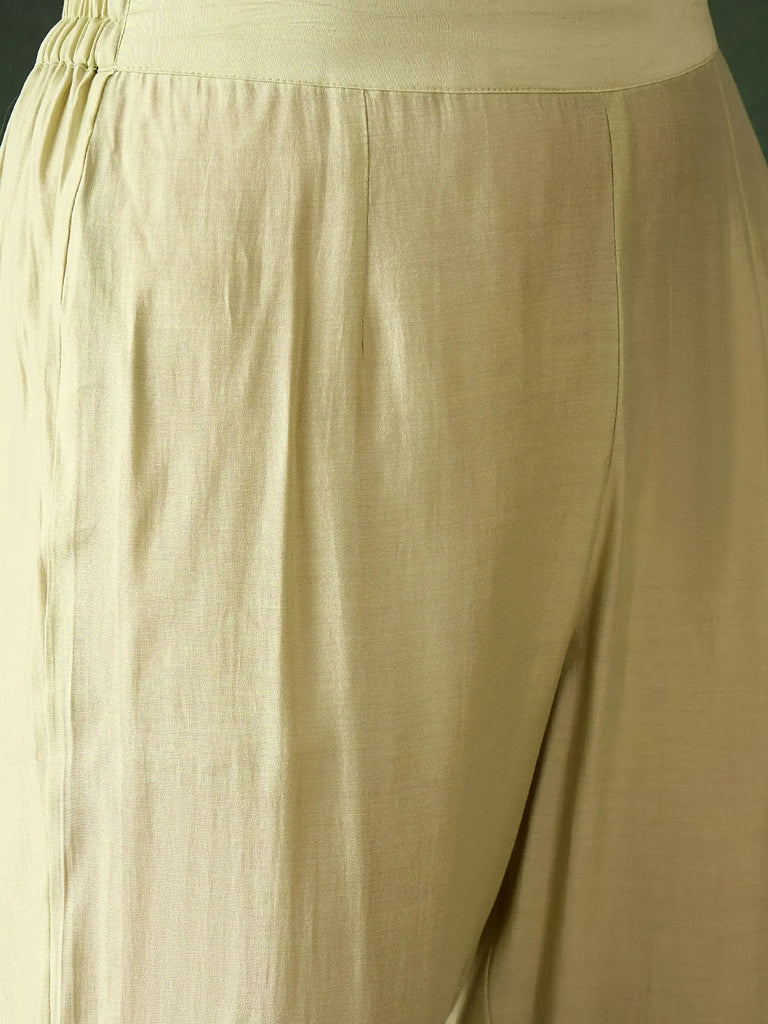 Lovely Olive Green Color Embroidered Organza Mehendi Wear Pant Suit