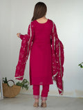 Fabulous Rani Pink Embroidered Silk Festival Wear Pant Suit