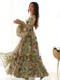 Fantastic Green Digital Printed Georgette Festival Wear Gown