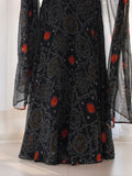 Magnetic Black Bandhani Printed Chiffon Traditional Gown With Dupatta