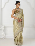 Fabulous Pista Green Viscose Silk Border Work Wedding Wear Saree