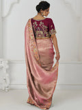 Precious Pink Sequins Viscose Silk Engagement Wear Saree