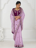 Alluring Mauve Sequins Work Silk Engagement Wear Saree With Blouse