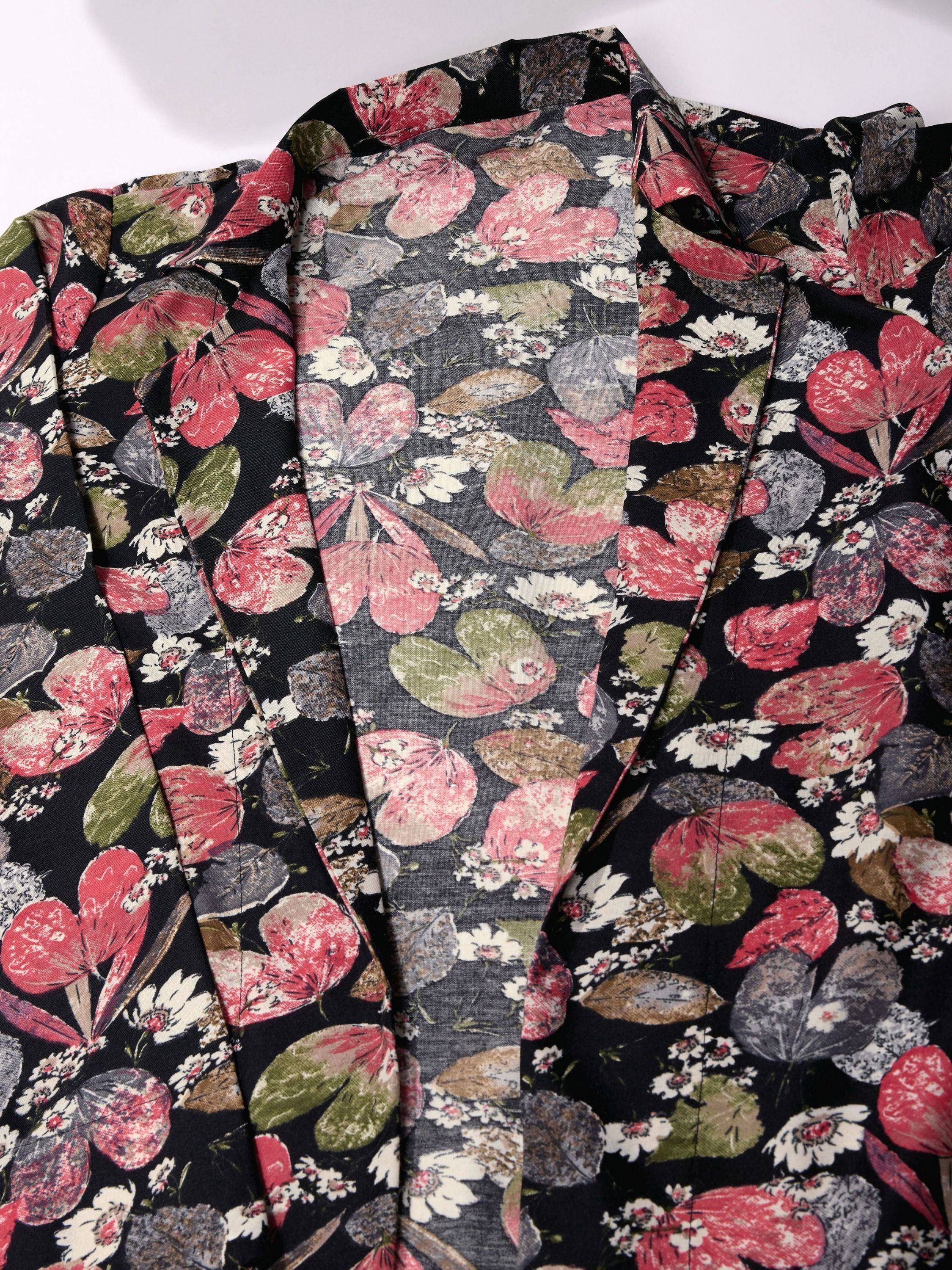 Black floral print ethnic gown with pink, green, and white flowers for women