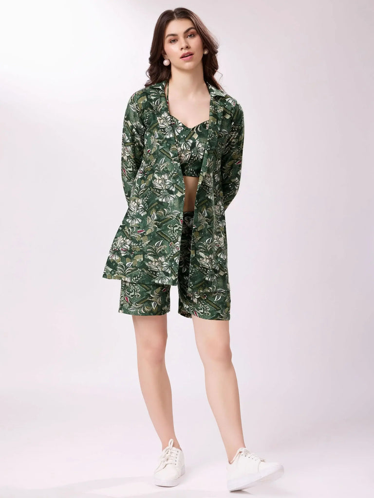 Bewitching Green Digital Printed Cotton Western Co-Ord Set