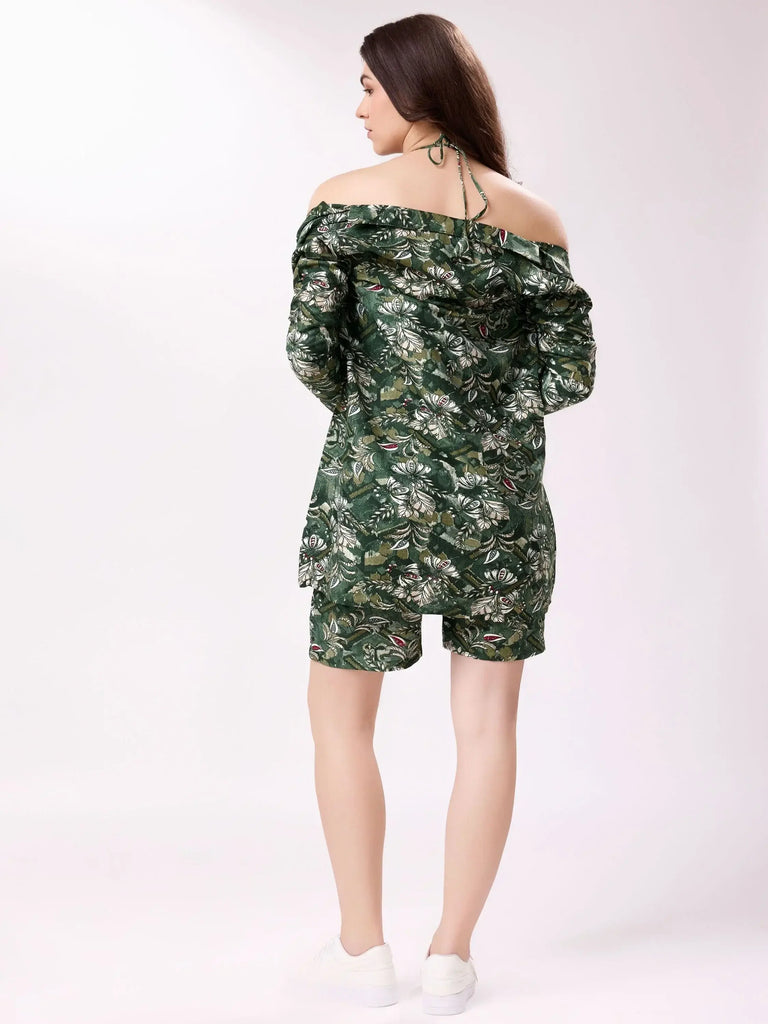 Bewitching Green Digital Printed Cotton Western Co-Ord Set