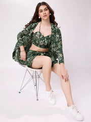 Bewitching Green Digital Printed Cotton Western Co-Ord Set