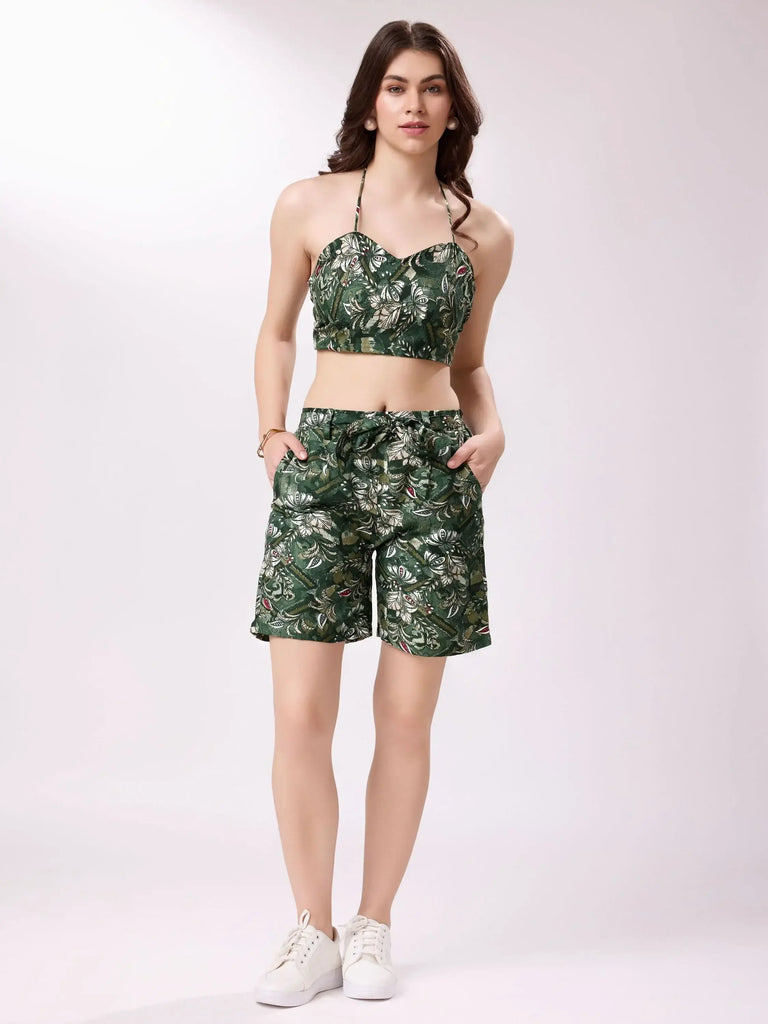 Bewitching Green Digital Printed Cotton Western Co-Ord Set