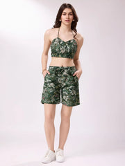 Bewitching Green Digital Printed Cotton Western Co-Ord Set
