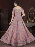 Glamorous Peach Embroidered Net Bridesmaid Gown With Dupatta