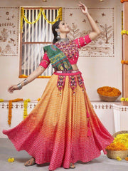 Amazing Yellow Digital Printed Rayon Navratri Lehenga Choli