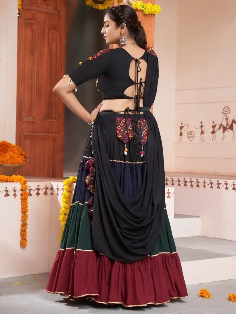 Gorgeous Multi-Color Thread Work Rayon Navratri Lehenga Choli