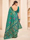 Graceful Teal Green Zari Weaving Banarasi Silk Event Wear Saree