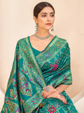 Graceful Teal Green Zari Weaving Banarasi Silk Event Wear Saree