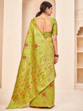 Beautiful Light Green Zari Weaving Banarasi Silk Saree With Blouse