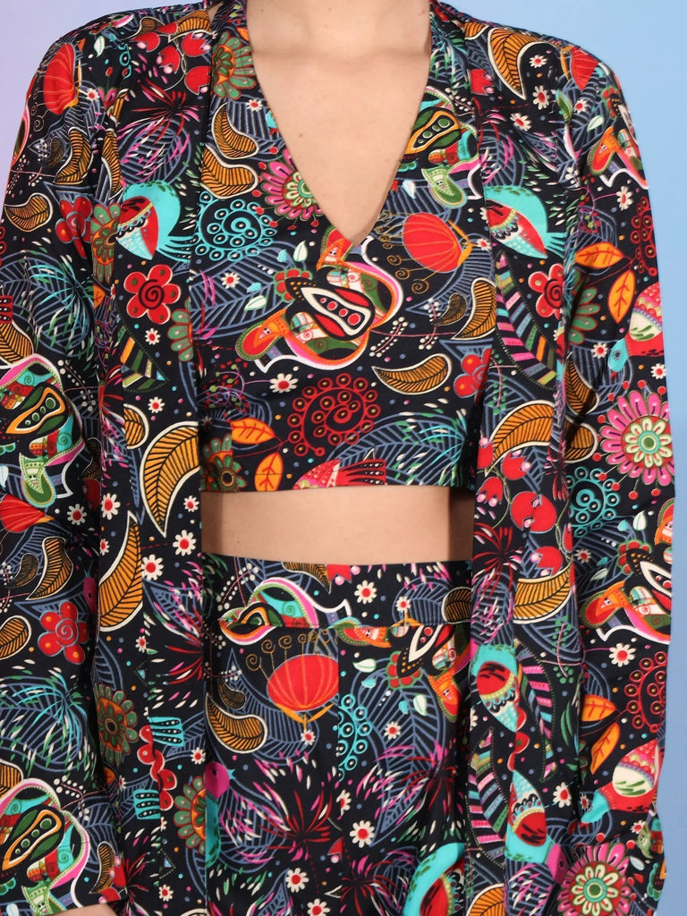 Stunning Multi-Color Digital Printed Cotton Western Co-Ord Set