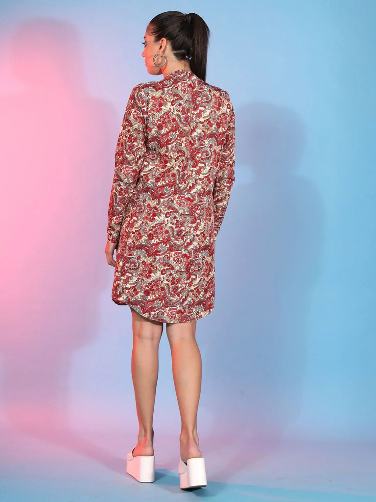 Gorgeous Beige & Red Digital Printed Cotton Short Co-Ord Set