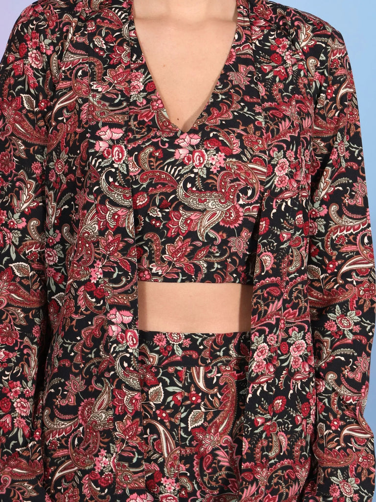 Enchanting Black Digital Printed Cotton Western Co-Ord Set