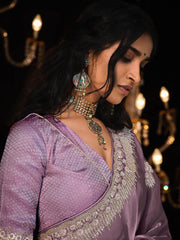 Charming Lavender Sequins Silk Reception Wear Saree With Blouse