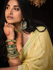 Gorgeous Yellow Sequins Silk Function Wear Saree With Blouse