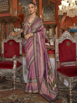 Ravishing Mauve Zari Weaving Silk Wedding Wear Saree With Blouse