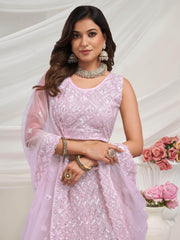 Stunning Mauve Sequins Net Reception Wear Lehenga Choli With Dupatta