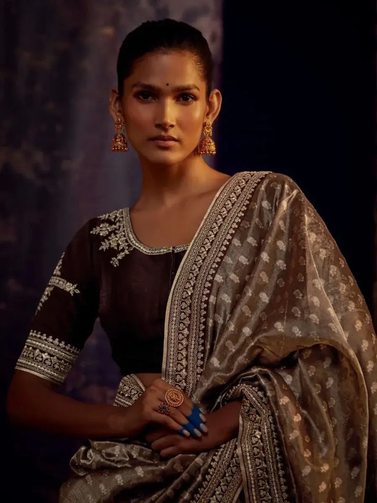 Amazing Brown Banglory Silk Party Wear Saree With Blouse