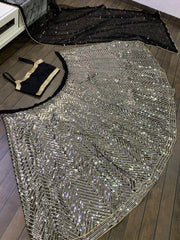 Appealing Black Zig-Zag Sequins Georgette Cocktail Lehenga Choli