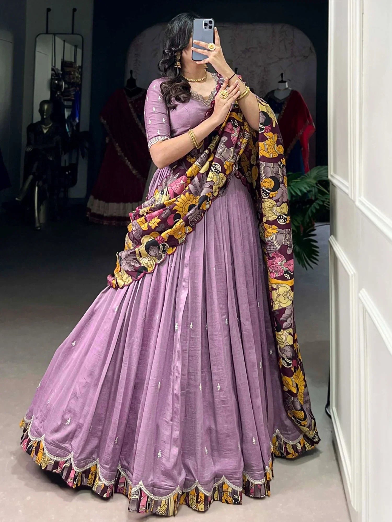 Glamorous Lavender Sequins Silk Wedding Wear Lehenga Choli 