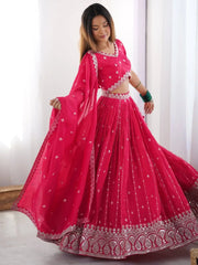 Lavish Pink Sequins Work Silk Festive Wear Lehenga Choli With Dupatta - Ethnic Plus In