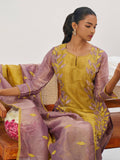 Timeless Lilac Organza Patch Work Festival Wear Straight Suit