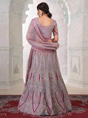 Glamorous Lilac Zarkan Embroidery Net Party Wear Lehenga Choli