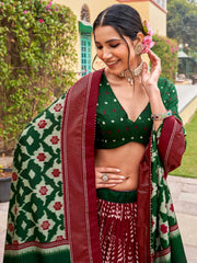 Fascinating Maroon Digital Printed Silk Lehenga Choli With Dupatta